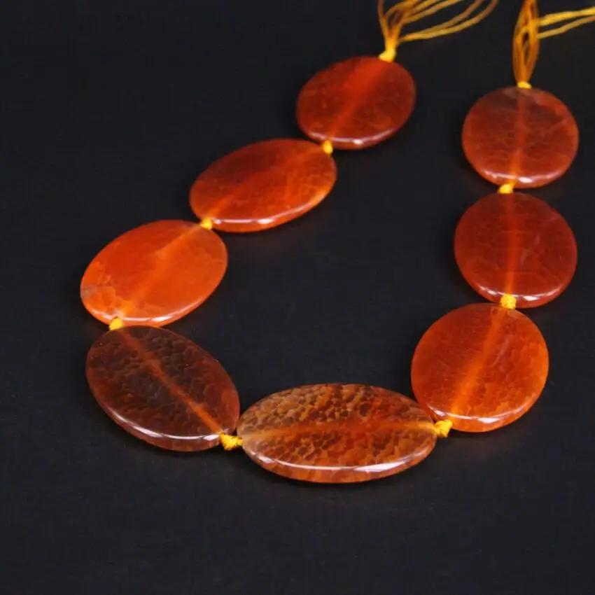 15 5 strand Large Size Orange Natural Agates Oval Slab Slice Nugget Pendant Beads Raw Stone