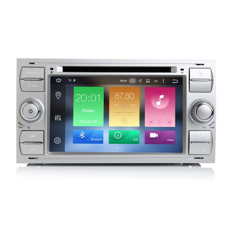  Sliver Android 9.0 Car DVD GPS Player For Ford Fiesta Focus C-max Galaxy Transit Fusion Auto Vehicl