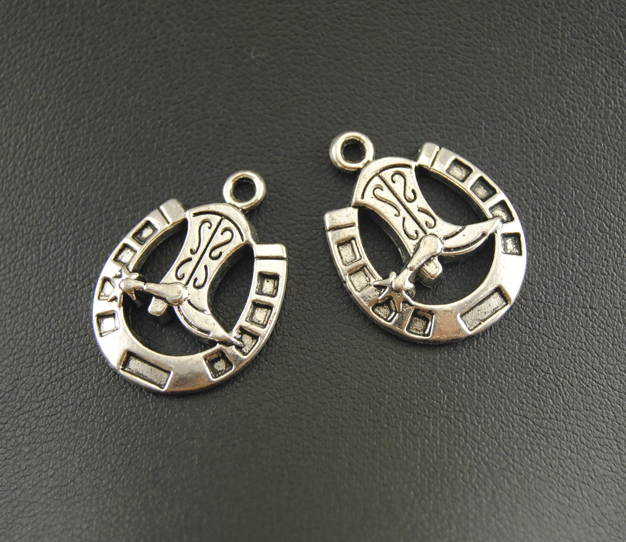 

5pcs Antique Silver Cowboy Boot And Horseshoe Bracelet Necklace Jewelry Making Handmade DIY A925