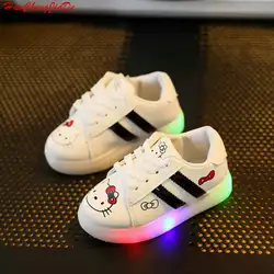Обувь для детей с легким Chaussure LED Enfant Демисезонный звезды с подсветкой обувь для девочек спортивные дышащие Обувь для мальчиков Спортивная