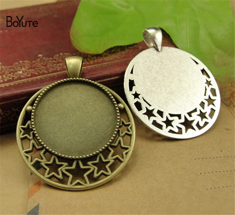 BoYuTe (30 PiecesLot) Wholesale Round 25MM Cabochon Pendant Base Diy Hand Made Blank Tray Bezel Jewelry Accessories (1)