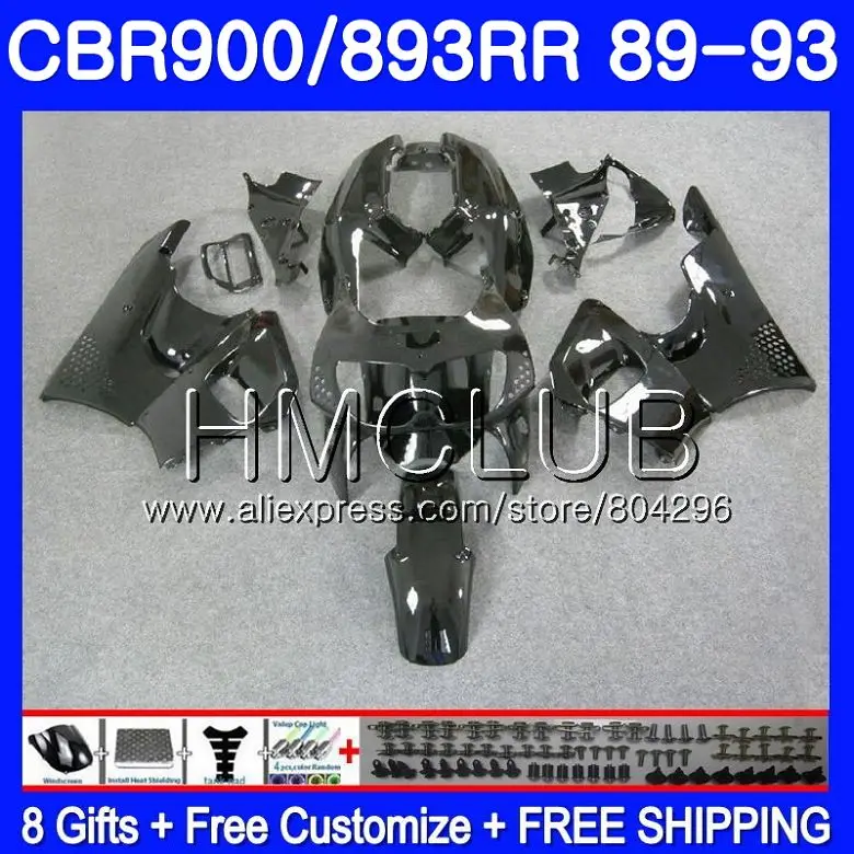 

Body Glossy black For HONDA CBR900RR CBR893 RR CBR893RR 89 90 91 92 93 86HM.17 CBR900 CBR 893RR 1989 1990 1991 1992 1993 Fairing