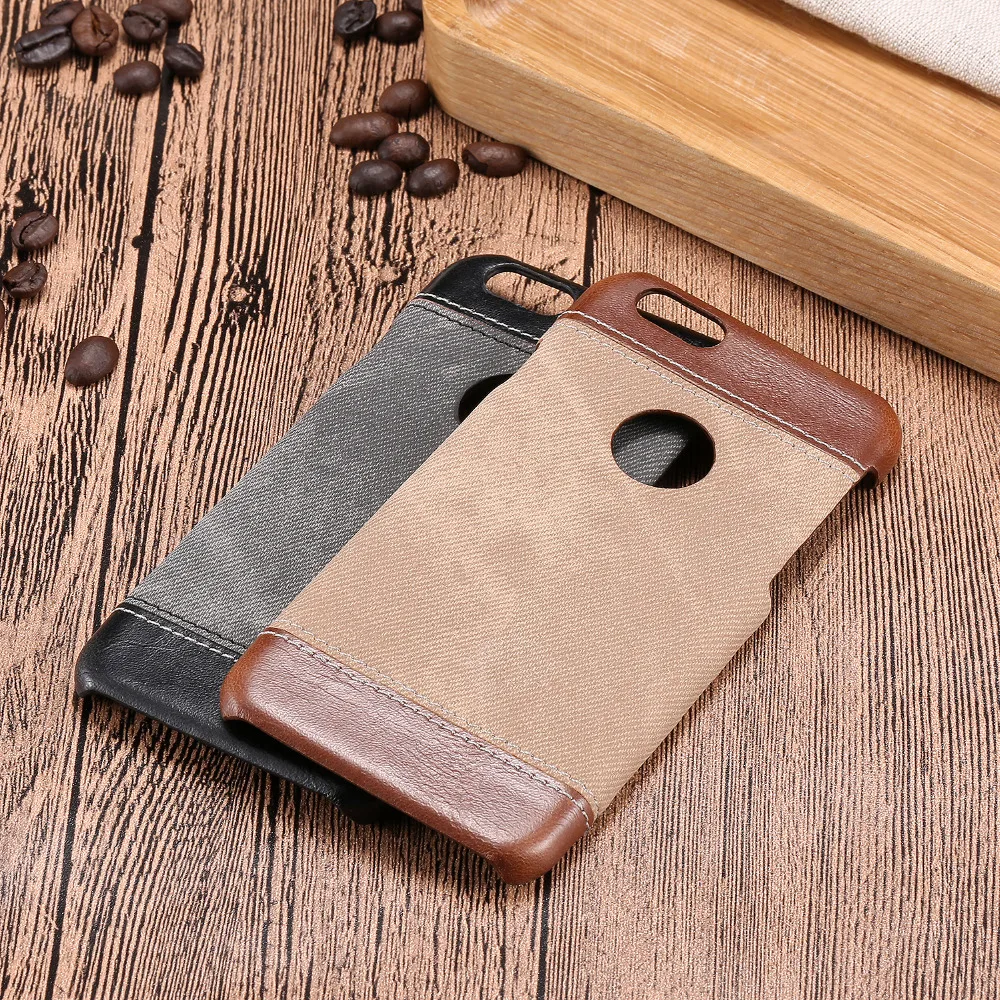6 6S 4.7inch Luxury Jeans Pattern Back Cover For iPhone 6 6S High Quality Phone Cases for Apple iPhone Coqeu Etui + Logo Circle