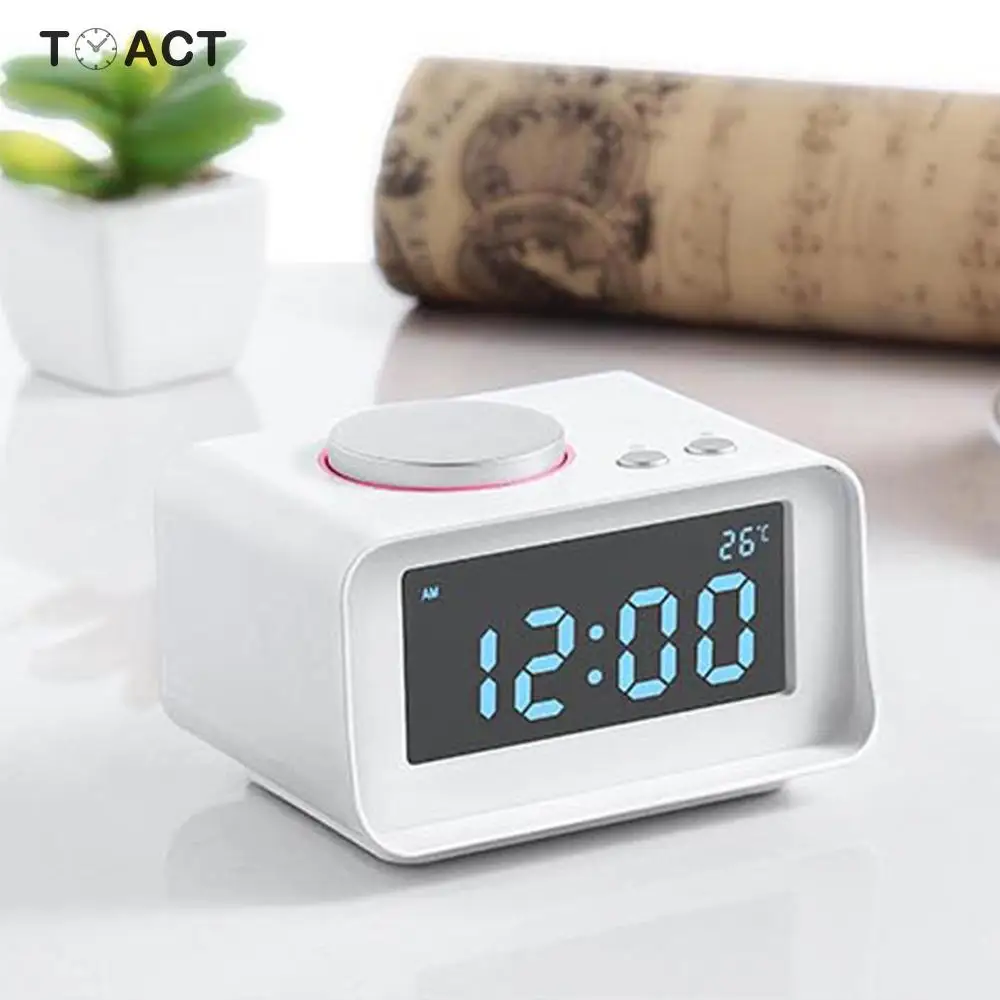 

Digital Alarm Clock LED FM Radio Bedside Table Watch Snooze Alarm Clocks With Dual Alarm USB Charging Temperature Modern