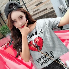 Путина. Rider magic beads простой дикий цвет любовь дамы с коротким рукавом женский бисером футболка сплошной цвет рубашка