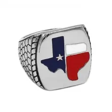 Wholesale TEXAS Flag Biker Ring Stainless Steel Jewelry Vintage American Flag Motor Biker Men Ring SWR0681