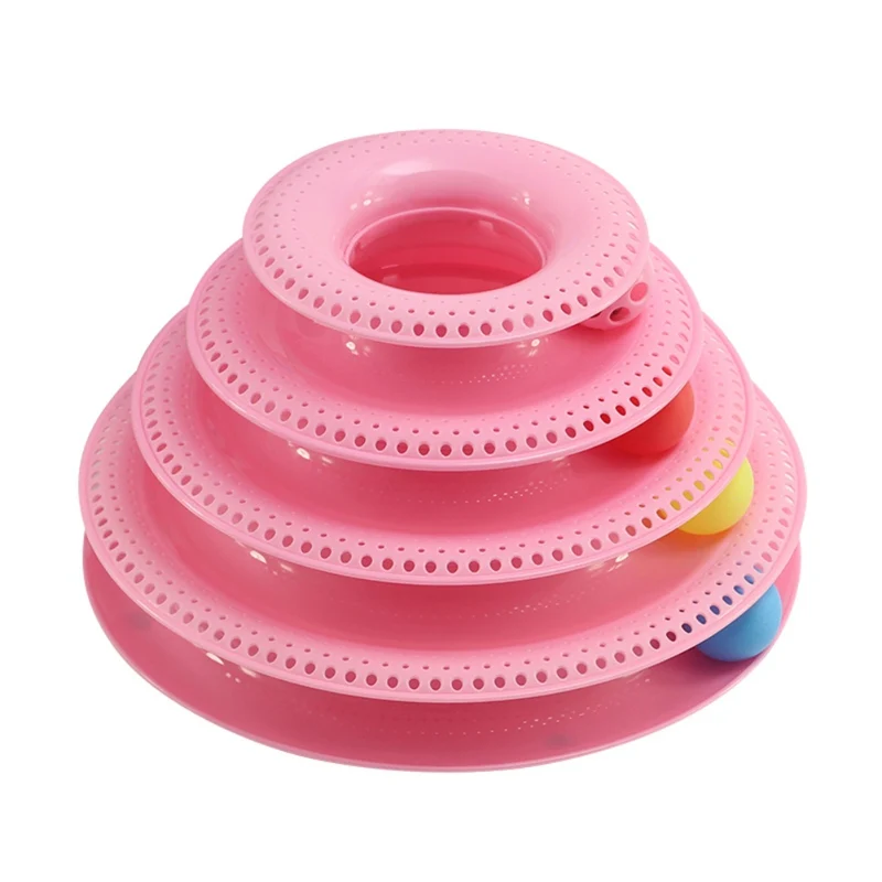 Pets Interactive Toys Cats Three-tier Turntable Pet Intellectual Track Tower Funny Cat Toy Plate 4 Balls 3 Balls