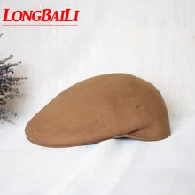 Зимние однотонные красные шерстяные фетровые Козырьки шапки для женщин регулируемые береты шапки PWFR037