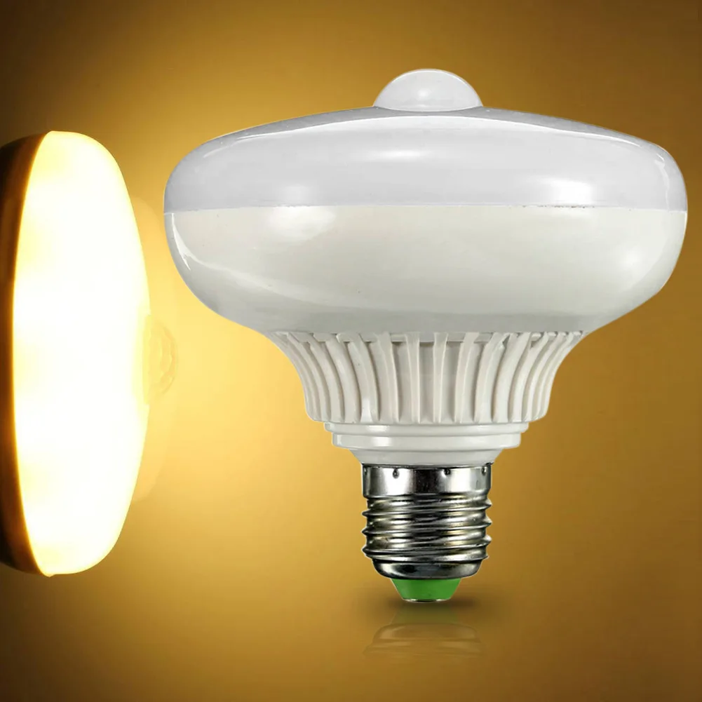Очень популярная модель E27 12 Вт светодиодный 3200 K/6500 K движения PIR Сенсор Авто лампочка энергосберегающая круглая лампа для коридора дома