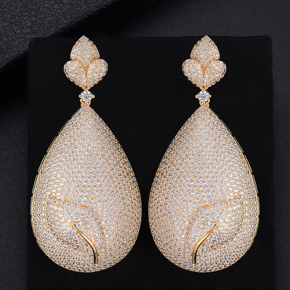 missvikki Noble Symbol Dangle Earings Eardrop Jewelry Big Waterdrop Fashion Full Cubic Zirconia Shiny Romantic Top Quality | Украшения и