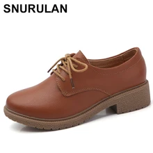 SNURULAN кожа женская обувь замшевые Женские кроссовки оксфорды, женская обувь на шнуровке Роскошные осенние Мокасины Женская shoeE492