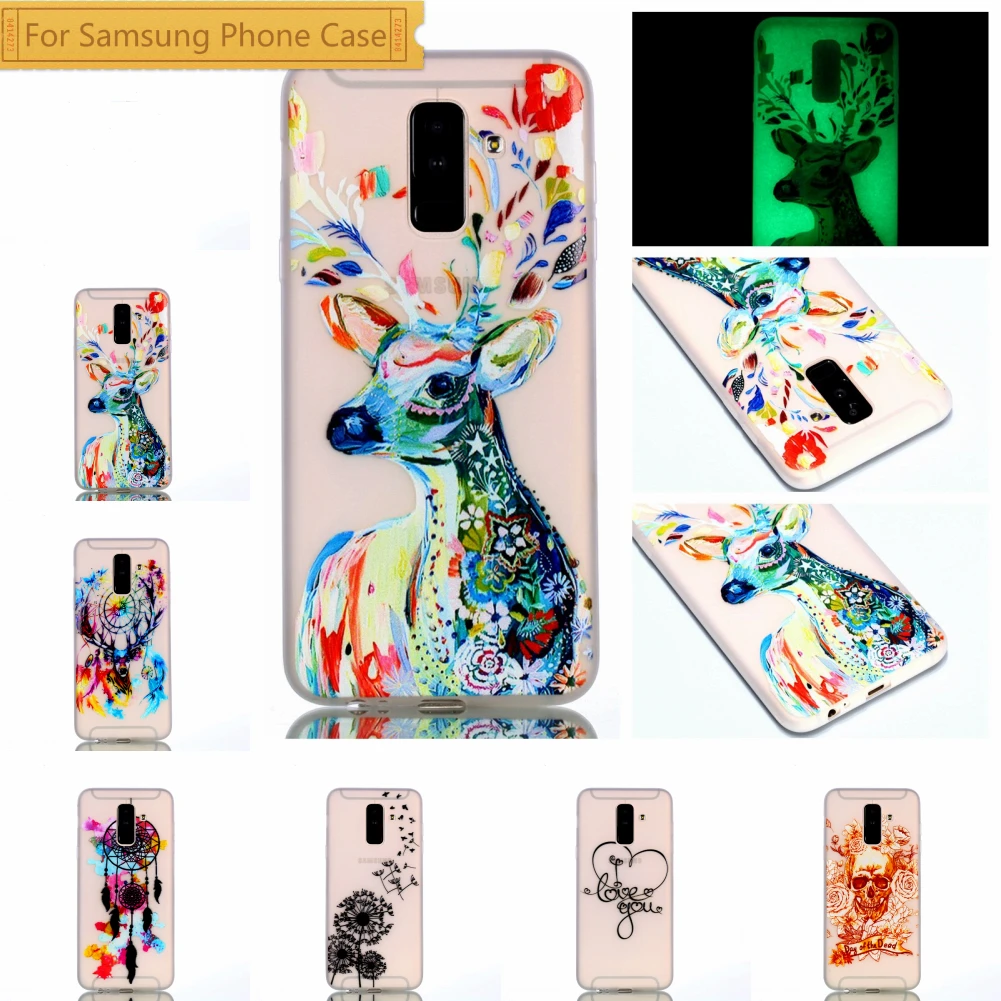 

Phone Back Cover For Samsung A8 A6 A 6 8 Plus 2018 Luminous Phone Case Capa Caso Silicone Soft Fundas For Sumsung A7 A5 A3 2017