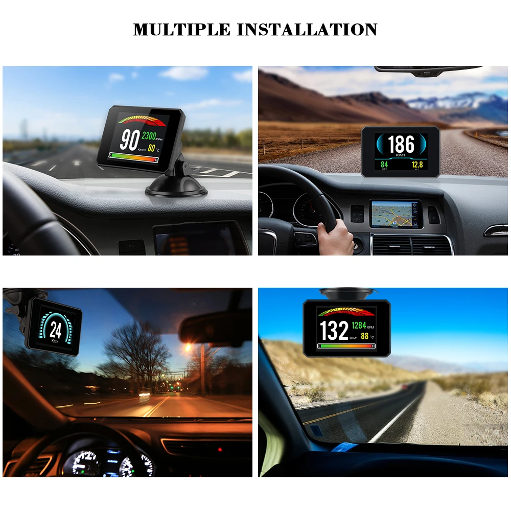 Дисплей HUD OBD II 2 P16 температура автомобиля км/ч MPH Turbo Boost давление скорость проектор на лобовое стекло для автомобиля HUD