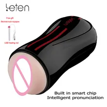 Leten Dual Engine Pocket Pussy Sex Toys for Men Artificial Vagina Male Masturbator Strong Vibrator Intelligent Pronunciation