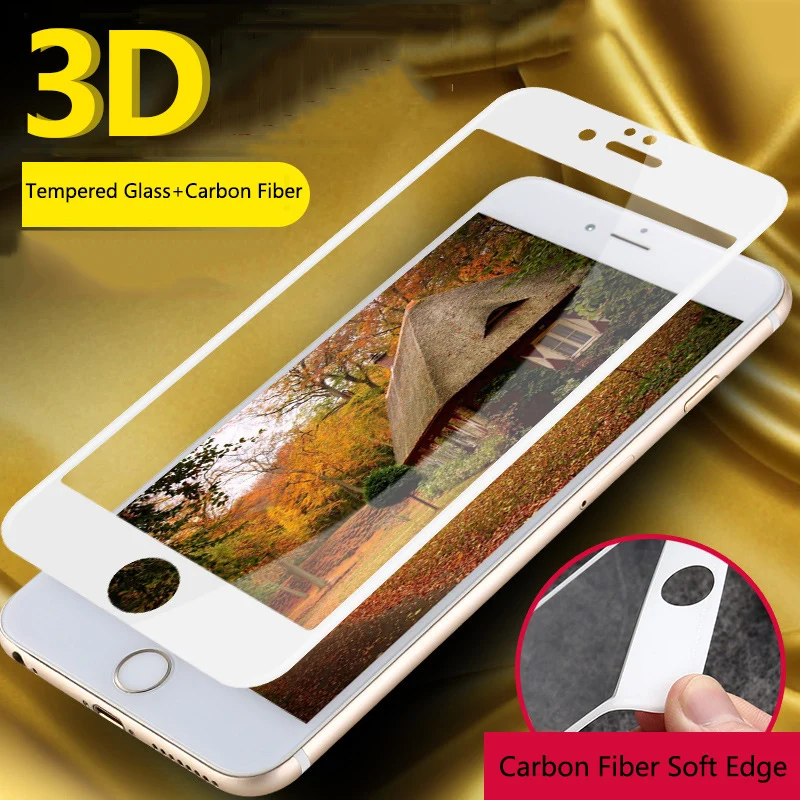 Закаленное стекло на iPhone 6s 7 8 защитный 3D изогнутый мягкий край Полное покрытие
