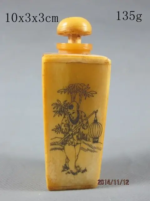 

Free shipping Rare Chinese antique Rhino horns Painting Snuff Bottle Qing