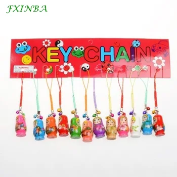 

FXINBA 1 Piece Wooden Russian Nesting Dolls Matryoshka Doll Set Keychain Phone Hanger Bag Gift Handmade Souvenir Toys for Child