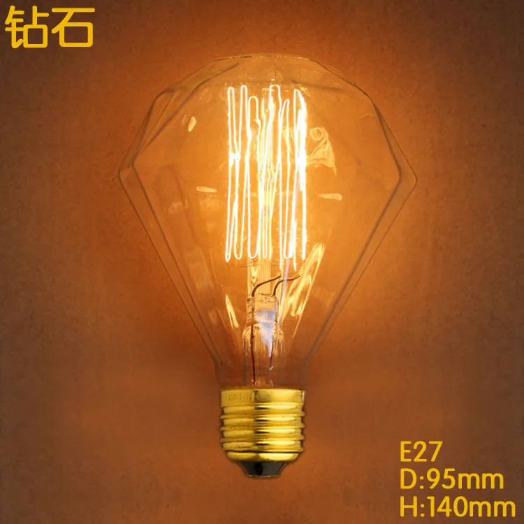 

40W 220V E27 G95 Diament Lampada Bombilla Edison Bulb Retro lamp Vintage Light Ampoules Decoratives Incandescent
