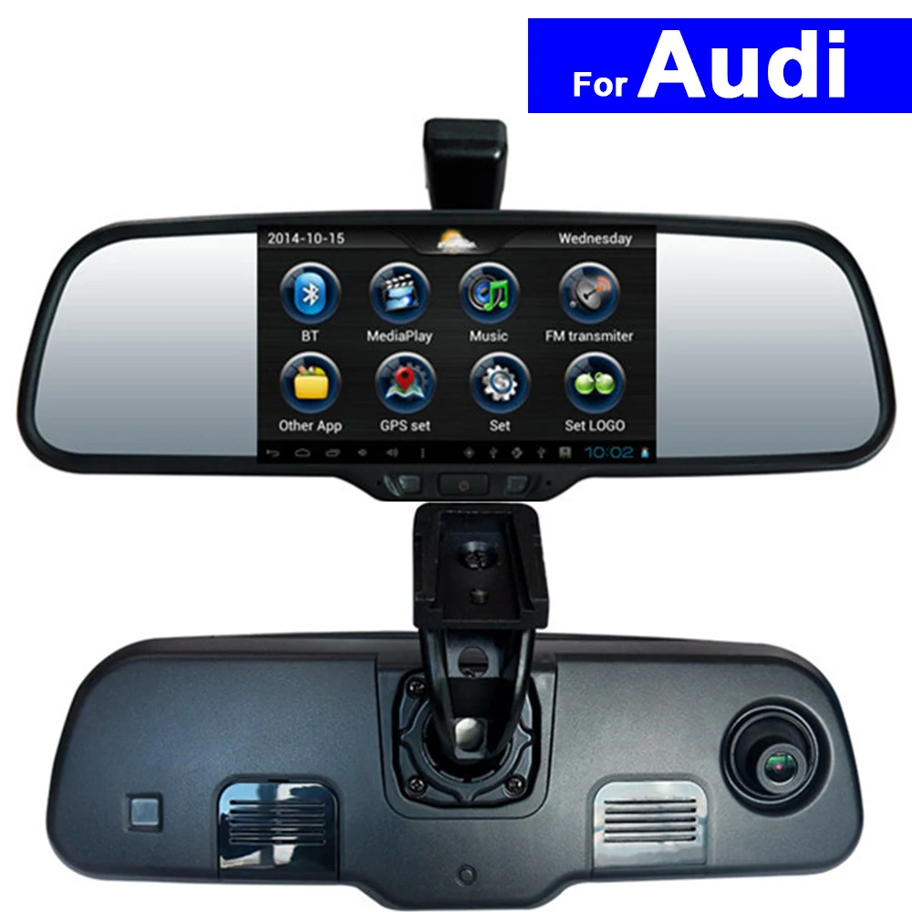 Автомобильное зеркало заднего вида 5 дюймов Android DVR GPS Bluetooth Wi Fi для Audi A4L A6L A1 Q3 Q5 Q7 A3