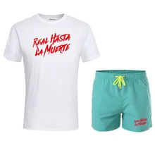 Г., летний популярный мужской Комплект футболок, настоящая хаста Ла Муэрте, хлопковая Футболка с принтом+ шорты Шутника, спортивные штаны комплект из двух предметов для мальчиков