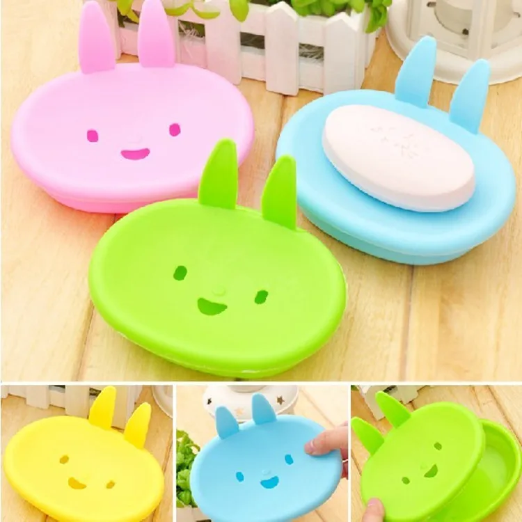

High-quality Cartoon smiling face little rabbit soap dish pretty cute practical Lovely Cute Holder Dish Soap