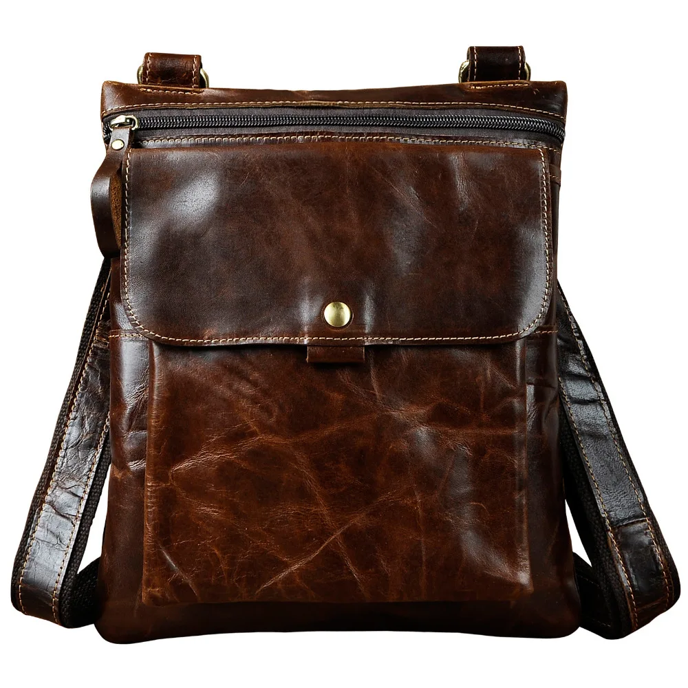 

Quality Real Leather Male Fashion Messenger bag Casual Design Cross-body One Shoulder bag Satchel School Book Bag 8303