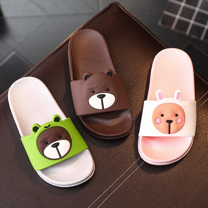 

Teenage 3-15Y Kids Girls Boys Bear Slippers Summer Sandals Children 10 sizes soft soles Water Shoes Beach Flip Flops for Kid