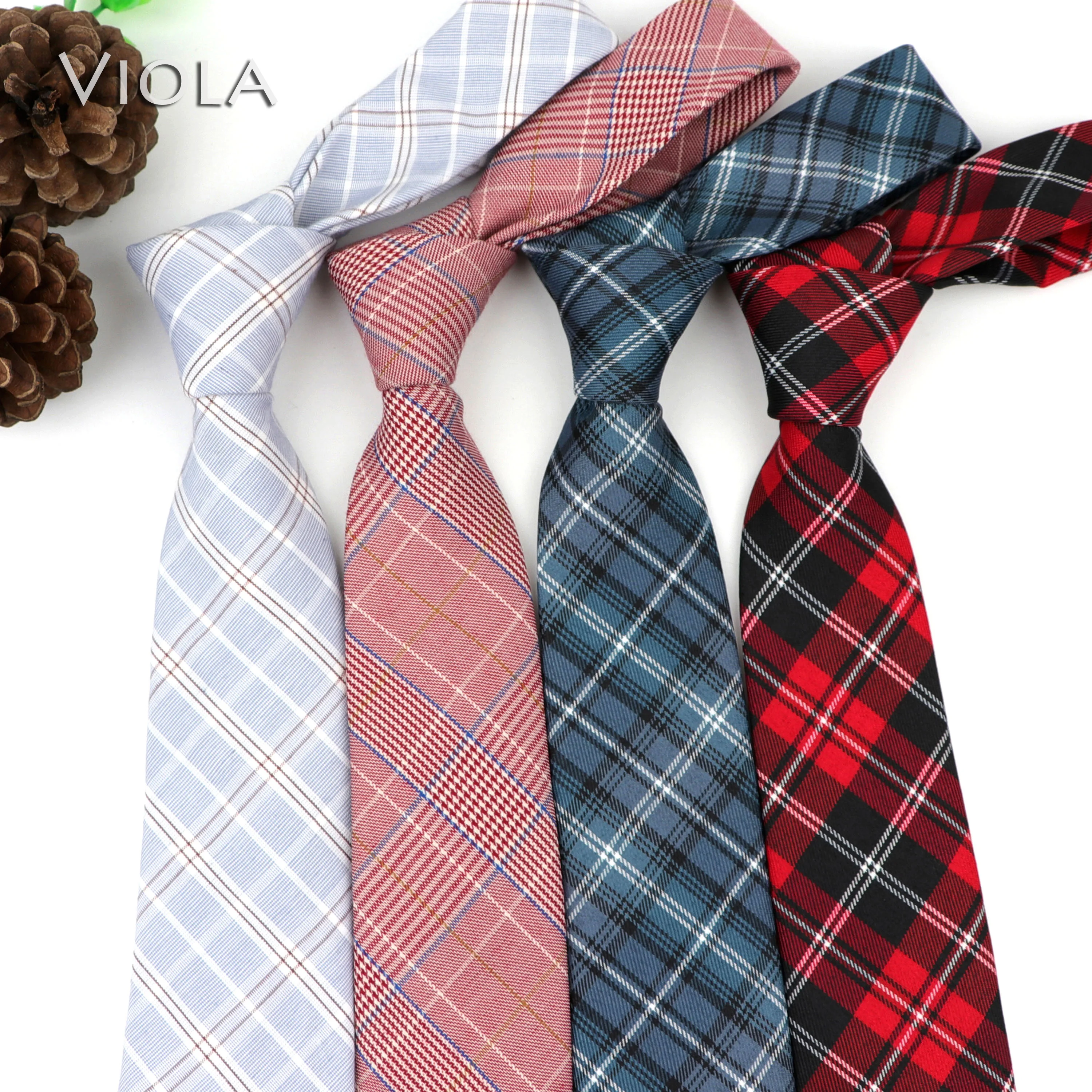 

Fashion Young Striped Plaid Printed 7cm Neck Tie Sunny Men Party Casual Daily Dress Tuxedo Gift BowTie Accessory Red Green Brown