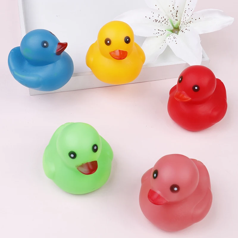 5pcs Kawaii Mini Colorful Rubber Float Squeaky Sound Duck