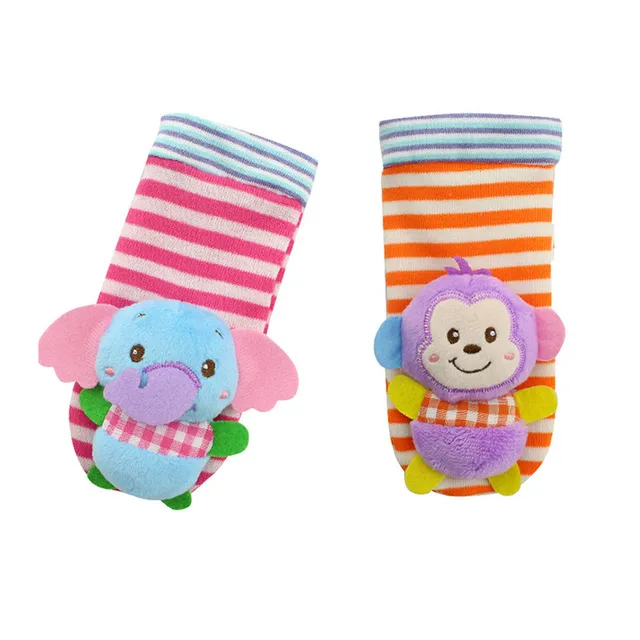Soft Wrist Strap Baby Rattles Animal Socks Toy Infant Baby Newborn