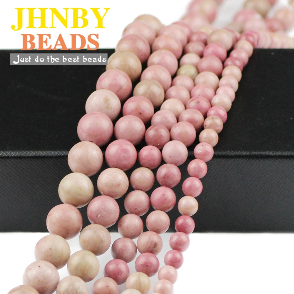 

JHNBY Rhodonite Natural Stone 6/8/10/12MM Round shape Loose Beads Handmade for Jewelry Bracelet&necklace Making Accessories DIY