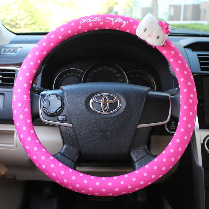 Hello Kitty Car Wheel Cover Car Accessories Polka Dot / Pink Bowin