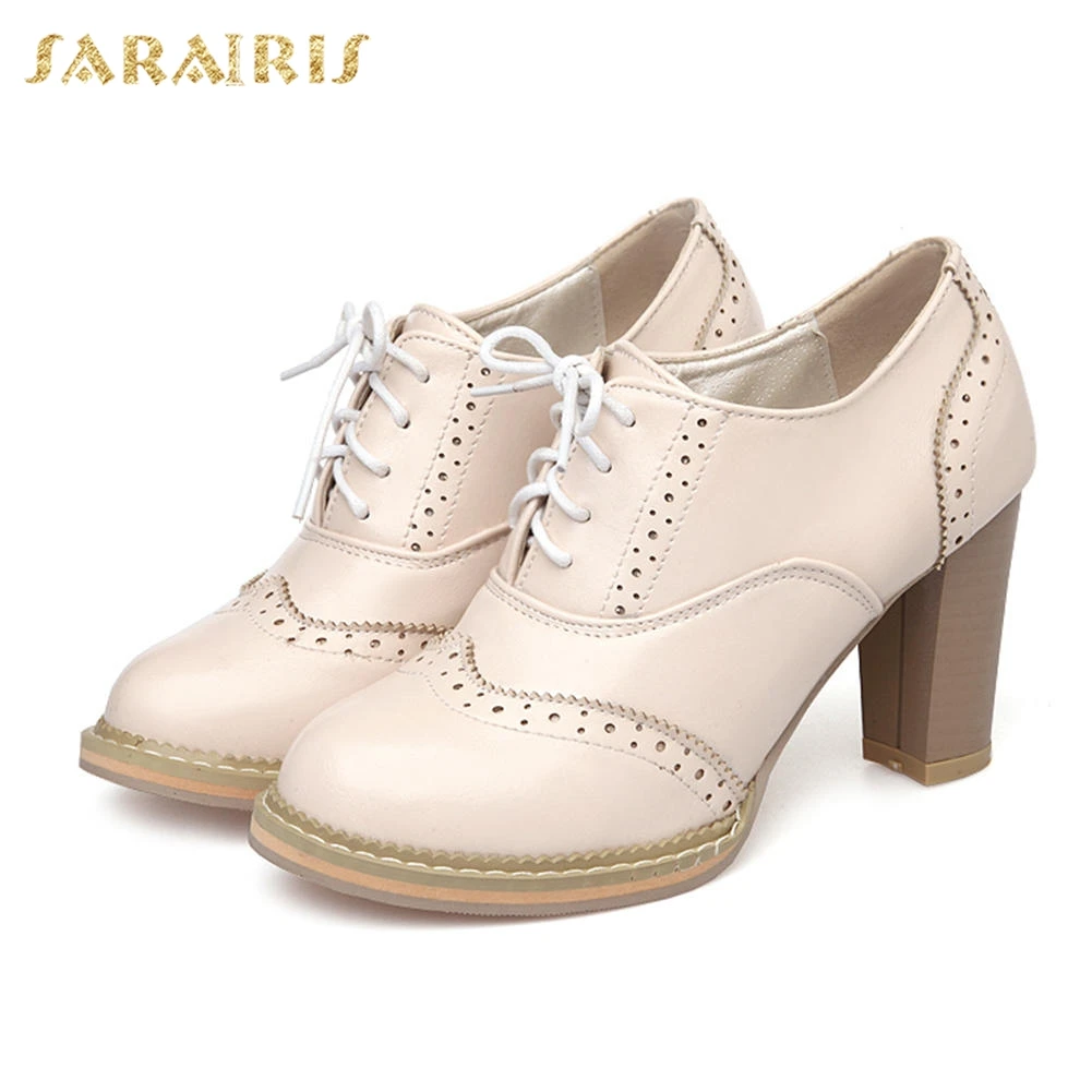 SARAIRIS/; милые модные туфли-лодочки с перфорацией типа «броги»; женские вечерние туфли на высоком каблуке для отдыха; большие размеры 32-43