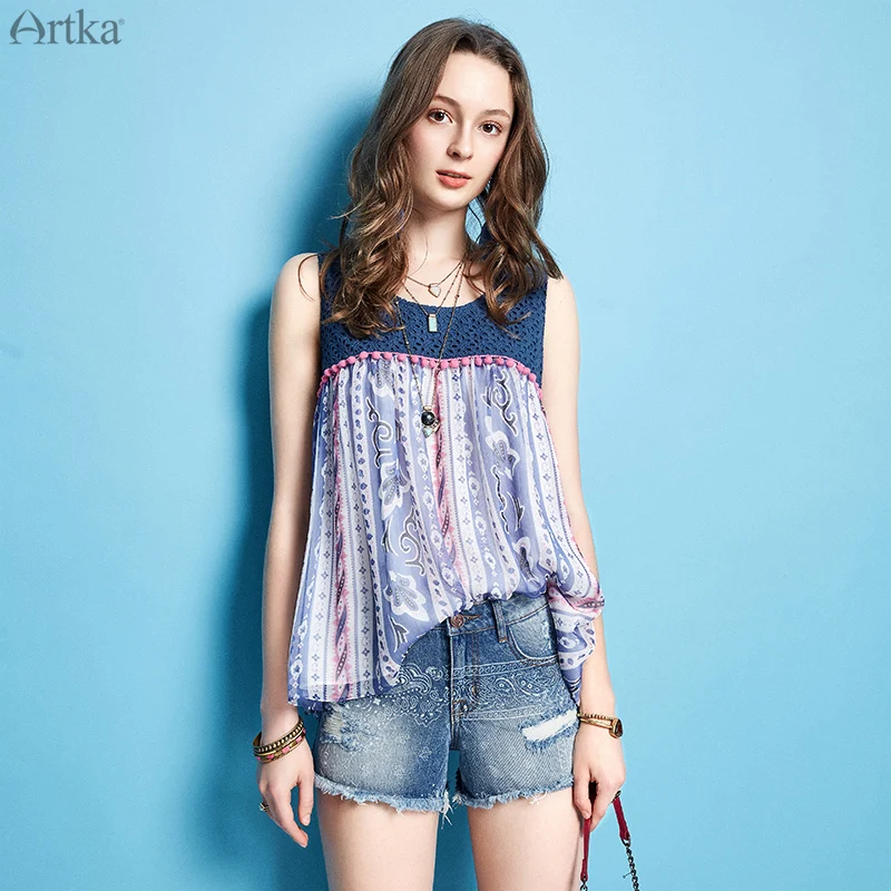 ARTKA 2019 Summer New Womens Tank Tops Sleeveless