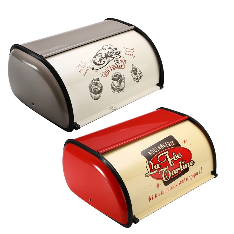 1 шт., 3 цвета, французская винтажная коробка для хлеба, кухонный шкаф, коробки для закусок, кухонный контейнер для еды, оцинкованные железные коробки для закусок