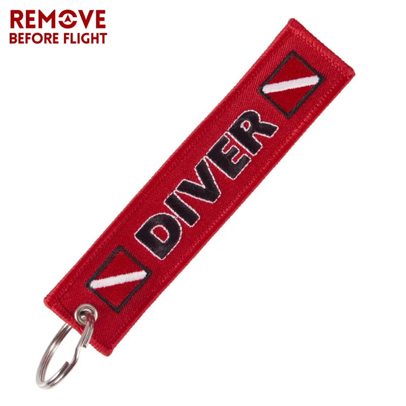 

Newest Car Keychain Embroidery DIVER Key Ring Motorcycle Red Key Chain chaveiro carro Key Holder For Luggage Tag Aviation Gifts