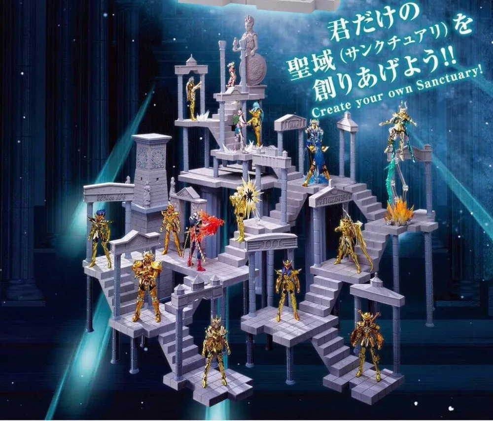 Figura de Ação Original Bandai Panoramation Cena Saint Seiya Ouro Mito Pano Shiryu Shun Shaka Athena Modelo 10 cm d. 46 Figuras de ação
