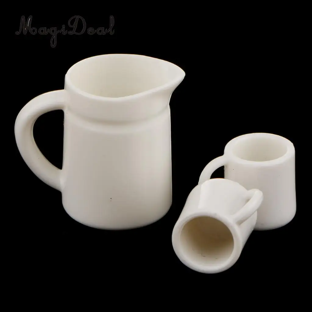 MagiDeal 1:12 Dolls House Miniature Tea Coffee Cups & Pot Set for Dollhouse Kitchen Restaurant Decor Kids Pretend Role Play Toy