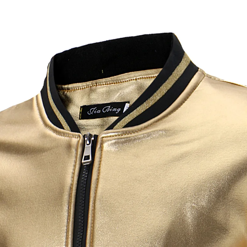 Brand Plus Velvet Wintrer Jacket Men 2019 Shiny Gold Coated Baseball Jacket Mens Streetwear Casual Jackets and Coats Veste Homme