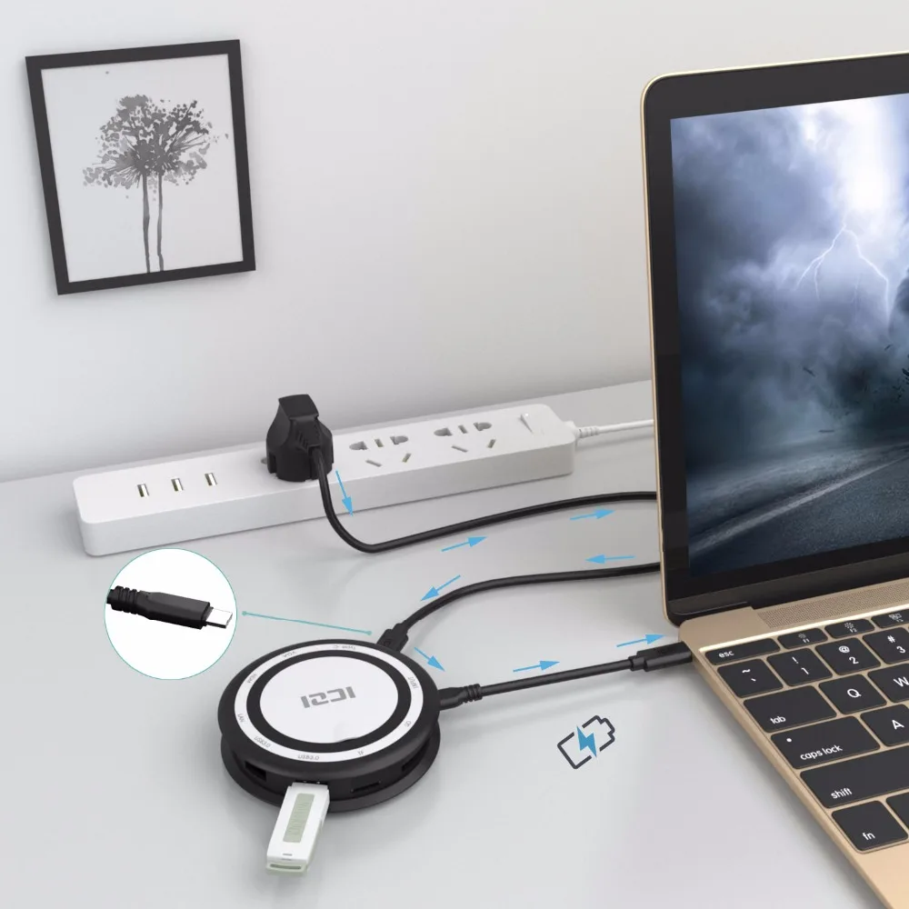 9 in 1 Type C Hub Multifunction USB C Hub USB 3.0 Adapter H D M I VGA TF/SD Ethernet RJ45 for MacBook 2017 Pro Chromebook