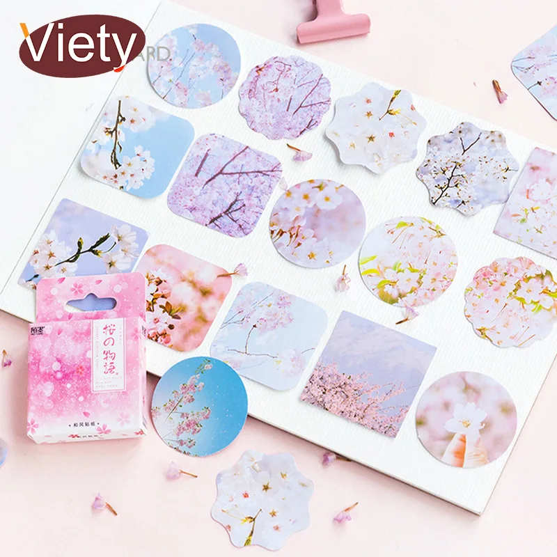 

45 Pcs/Box Beautiful Cherry blossoms decoration paper sticker decoration DIY album diary scrapbooking label sticker kawaii