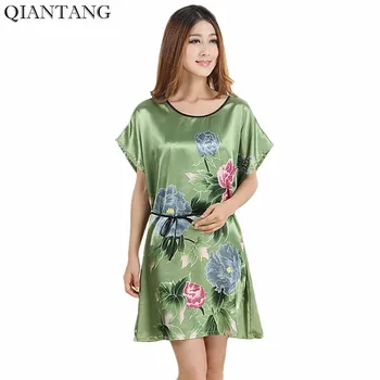 

Hot Sale Lady Summer Robe Green Chinese Women Silk Rayon Bath Gown Yukata Nightgown Nuisette Pijama Mujer One Size Flower Zh01H