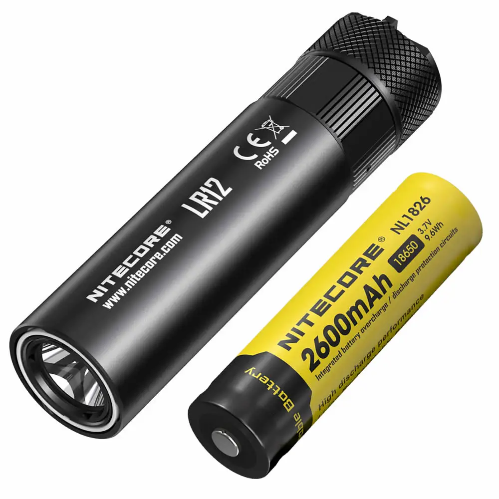 NITECORE LR12+ 18650 перезаряжаемая батарея выдвижной диффузор позволяет фонарь фонарик для чтения на открытом воздухе Кемпинг - Испускаемый цвет: with 2600mAh Battery