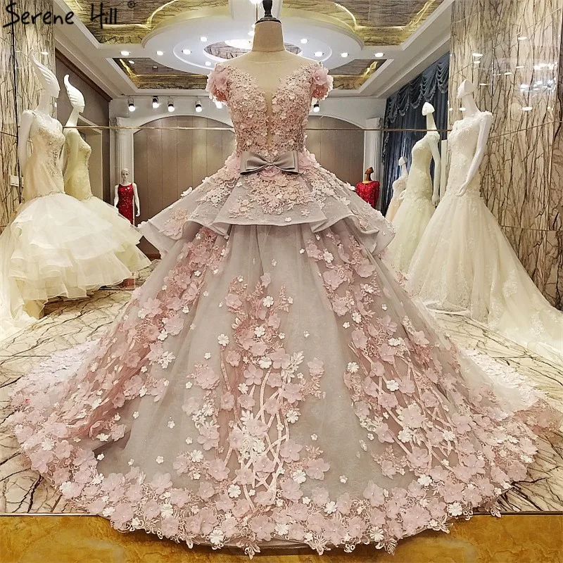 Розовое Бальное платье с цветами, свадебное платье, свадебное платье, настоящая фотография HA2043
