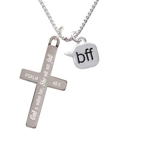 Text Chat - bff - Best Friends Forever - - She will not Fall - Cross Necklace (1)