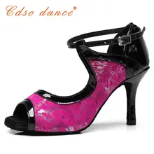 ЭПРО Танцы Брендовая обувь 10307 Сальса обуви высокий каблук, Для женщин атласная латинские/бальные Обувь для танцев