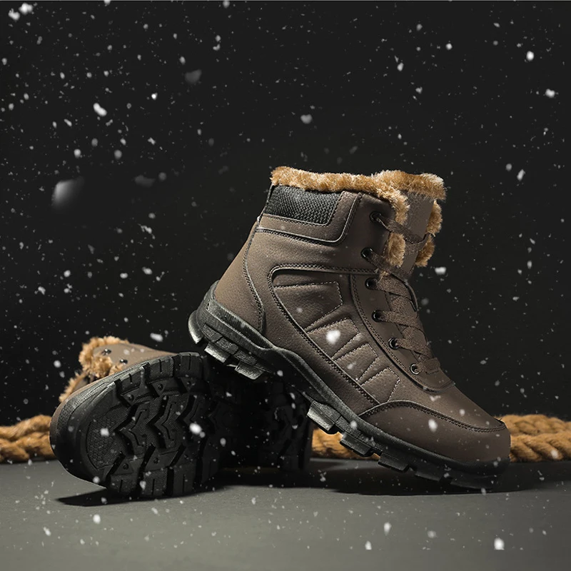 Зимние теплые плюшевые ботинки на меху, мужские ботильоны, качественные повседневные мотоциклетные ботинки, непромокаемые мужские ботинки, большие размеры 39-47