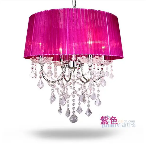 Us 404 0 Romantic Wedding Crystal Chandelier Modern Minimalist Living Room Bedroom Red Purple Golden Yellow Fabric Chandelier Gifts In Pendant