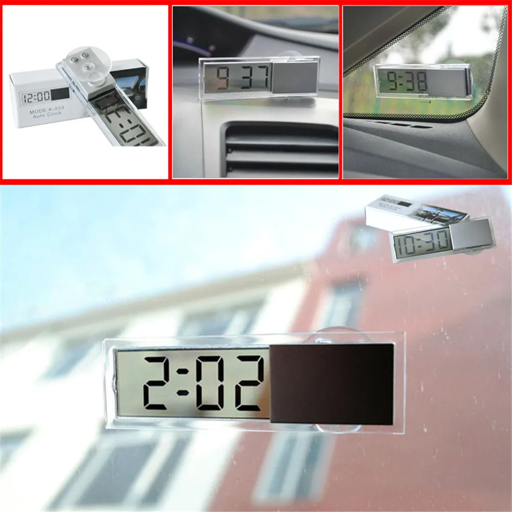 Мини цифровые электронные часы для автомобиля мини Прочное прозрачное ЖК-дисплей цифровой с присоской Универсальный