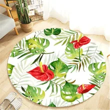 Ouneed коврик скандинавский стиль тропический серия "растения" нескользящий коврик фланель для детской спальни гостиная круглый коврик 80 см Май 2